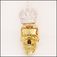 Sculpture d'un crâne en résine de poussière de marbre avec couronne Musulman PC-Skull Gold Muslim