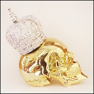 Sculpture d'un crâne en résine de poussière de marbre avec couronne Musulman PC-Skull Gold Muslim