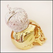 Sculpture d'un crâne en résine de poussière de marbre avec couronne Musulman PC-Skull Gold Muslim