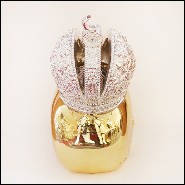 Sculpture d'un crâne en résine de poussière de marbre avec couronne Musulman PC-Skull Gold Muslim