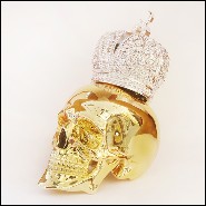 Sculpture made in marble dust resin chromed in blue finish with Muslim crown PC-Skull Gold Muslim