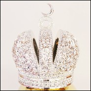 Sculpture made in marble dust resin chromed in blue finish with Muslim crown PC-Skull Gold Muslim