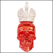 Sculpture d'un crâne en résine de poussière de marbre avec couronne Hebraïque PC-Skull Red Hebrew