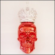 Sculpture d'un crâne en résine de poussière de marbre avec couronne Hebraïque PC-Skull Red Hebrew