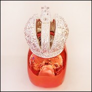 Sculpture d'un crâne en résine de poussière de marbre avec couronne Hebraïque PC-Skull Red Hebrew