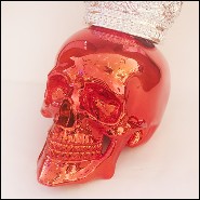 Sculpture d'un crâne en résine de poussière de marbre avec couronne Hebraïque PC-Skull Red Hebrew