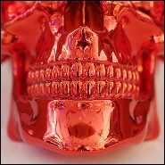 Sculpture d'un crâne en résine de poussière de marbre avec couronne Hebraïque PC-Skull Red Hebrew