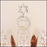 Sculpture d'un crâne en résine de poussière de marbre avec couronne Hebraïque PC-Skull Red Hebrew