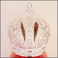 Sculpture d'un crâne en résine de poussière de marbre avec couronne Hebraïque PC-Skull Red Hebrew