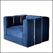 Armchair covered with Italian high quality blue velvet fabric and with polished brass 150-Virginia
