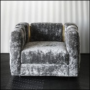 Fauteuil avec tissu en velours bleu et laiton massif poli 150-Virginia