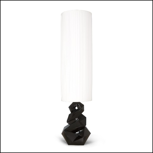 Floor lamp 119-artemus black in black lacquered finish hand-sculpted on solid mahogany wood