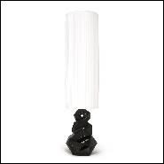Floor lamp 119-artemus black in black lacquered finish hand-sculpted on solid mahogany wood