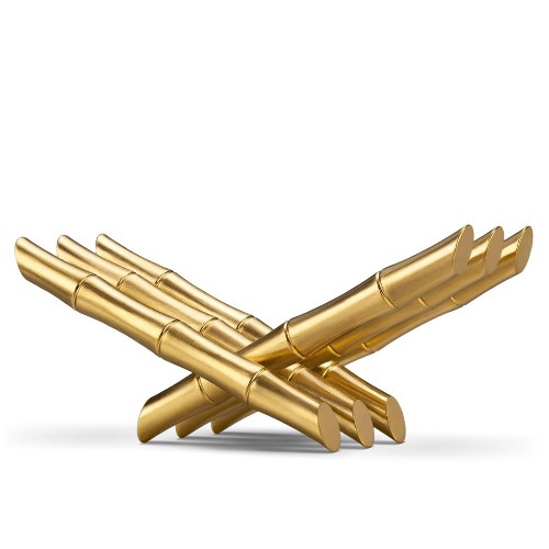 Bookrest bamboos in polished stainless steel, gold-plated, 172-24 karat