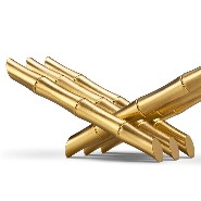 Bookrest bamboos in polished stainless steel, gold-plated, 172-24 karat