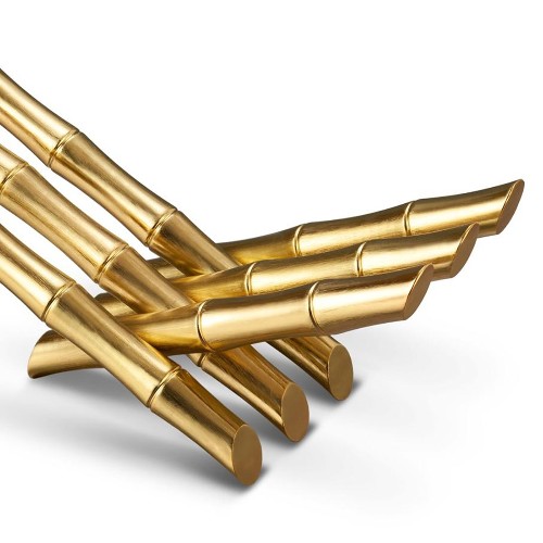 Bookrest bamboos in polished stainless steel, gold-plated, 172-24 karat