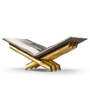 Bookrest bamboos in polished stainless steel, gold-plated, 172-24 karat