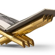 Bookrest bamboos in polished stainless steel, gold-plated, 172-24 karat