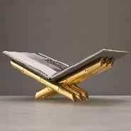 Bookrest bamboos in polished stainless steel, gold-plated, 172-24 karat