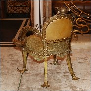 Chaise en hêtre, peau et Bronze 120-Piraruku