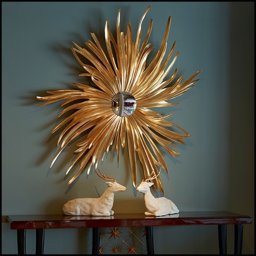 Miroir en acajou finition Or 119-Burning Star
