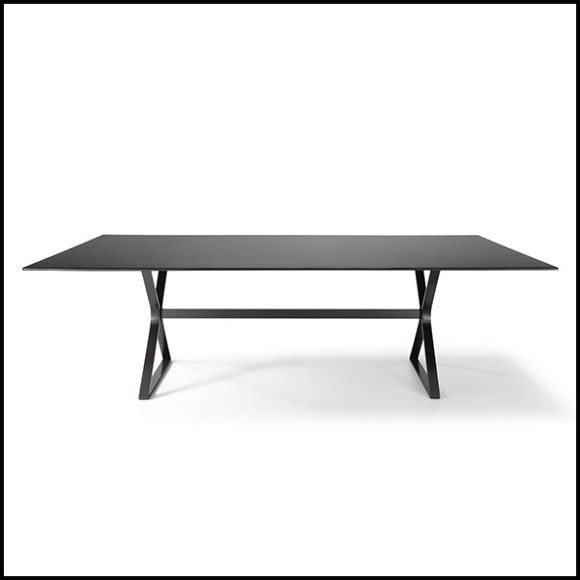 Table à manger plateau en verre teinté,base en métal vernis 146-Lines Table