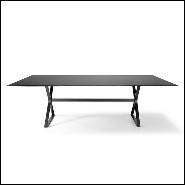 Table à manger plateau en verre teinté,base en métal vernis 146-Lines Table