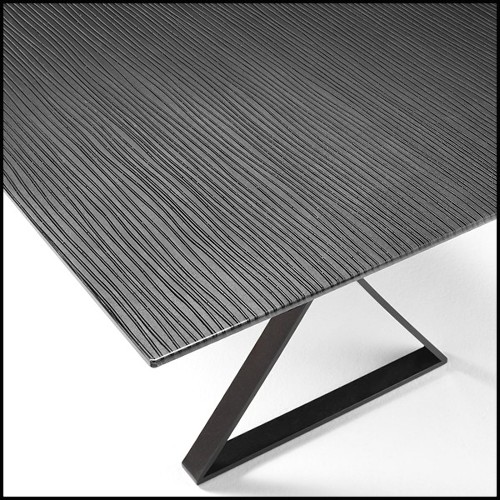 Table à manger plateau en verre teinté,base en métal vernis 146-Lines Table