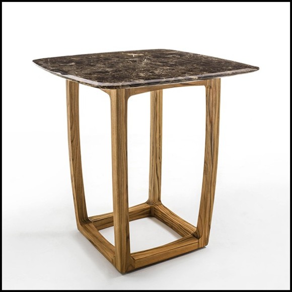 Table haute en teck et top en marbre 154-Trooper