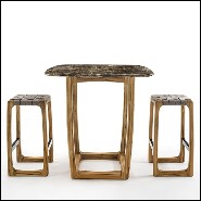 High table in teak with marble top 154-Trooper.