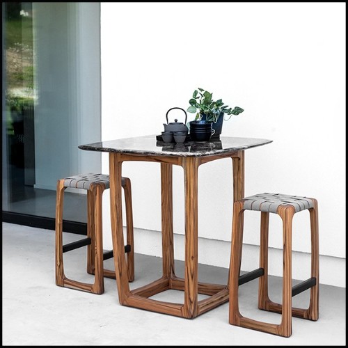 High table in teak with marble top 154-Trooper.