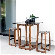 Table haute en teck et top en marbre 154-Trooper