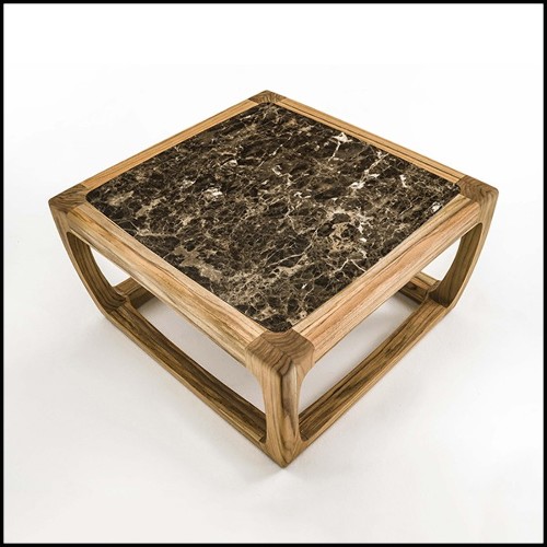 Table basse en teck et plateau en marbre 154-Trooper