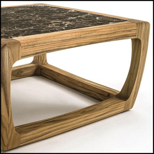 Table basse en teck et plateau en marbre 154-Trooper