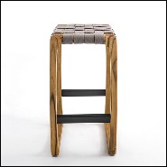 Tabouret de bar en teck et assise en tissus spécial pour l'extérieur 154-Webbing Bar Stool