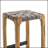 Tabouret de bar en teck et assise en tissus spécial pour l'extérieur 154-Webbing Bar Stool