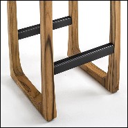 Tabouret de bar en teck et assise en tissus spécial pour l'extérieur 154-Webbing Bar Stool