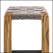 Tabouret de bar en teck et assise en tissus spécial pour l'extérieur 154-Webbing Bar Stool