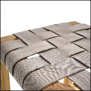 Tabouret de bar en teck et assise en tissus spécial pour l'extérieur 154-Webbing Bar Stool