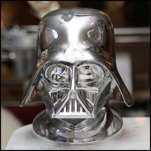 Sculpture d'un casque de Dark Vador en aluminium poli  PC-Dark Vador Hemet