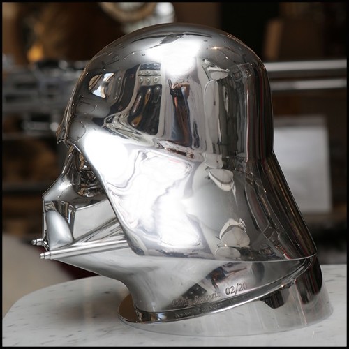 Sculpture d'un casque de Dark Vador en aluminium poli  PC-Dark Vador Hemet