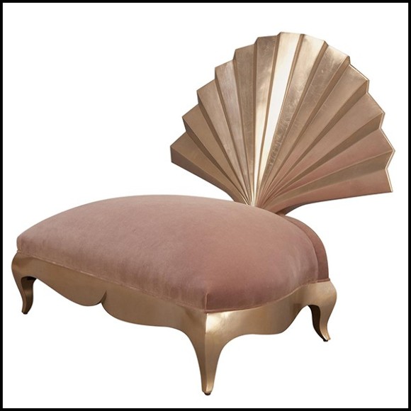 Fauteuil structure en acajou et tapissé en velours couleur vieux rose 119-Eventail