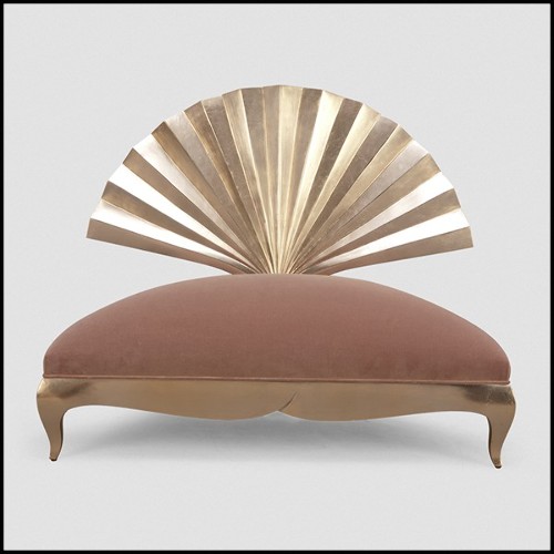 Fauteuil structure en acajou et tapissé en velours couleur vieux rose 119-Eventail