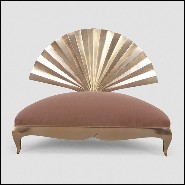 Fauteuil structure en acajou et tapissé en velours couleur vieux rose 119-Eventail