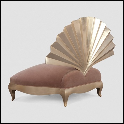 Fauteuil structure en acajou et tapissé en velours couleur vieux rose 119-Eventail