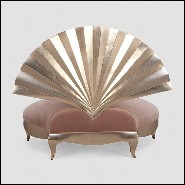 Fauteuil structure en acajou et tapissé en velours couleur vieux rose 119-Eventail