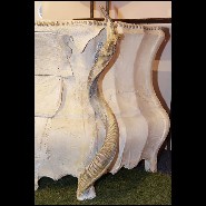 Commode en Croco finition blanc, cornes de Kudu, 3 tiroirs avec peau d'agneau de Mongolie 120- White Croco