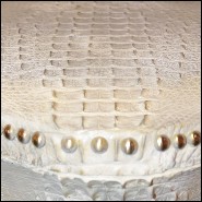 Commode en Croco finition blanc, cornes de Kudu, 3 tiroirs avec peau d'agneau de Mongolie 120- White Croco