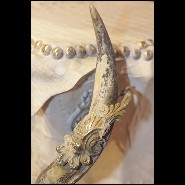 Commode en Croco finition blanc, cornes de Kudu, 3 tiroirs avec peau d'agneau de Mongolie 120- White Croco