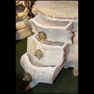 Commode en Croco finition blanc, cornes de Kudu, 3 tiroirs avec peau d'agneau de Mongolie 120- White Croco